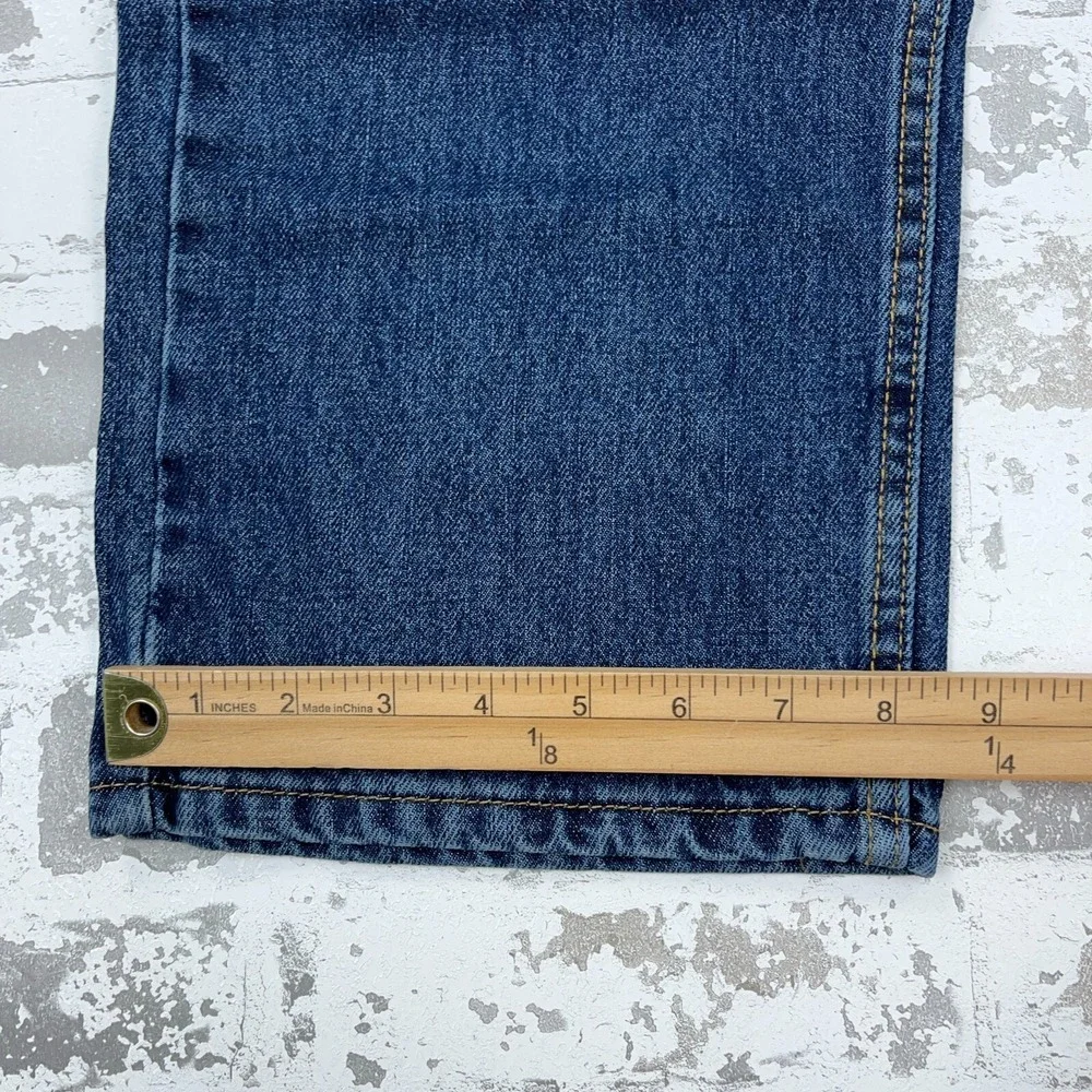 Levis 505 Jeans Men 40x32 Regular Fit Dark Blue Wash Denim Pants Adult CC4 - Picture 5 of 16